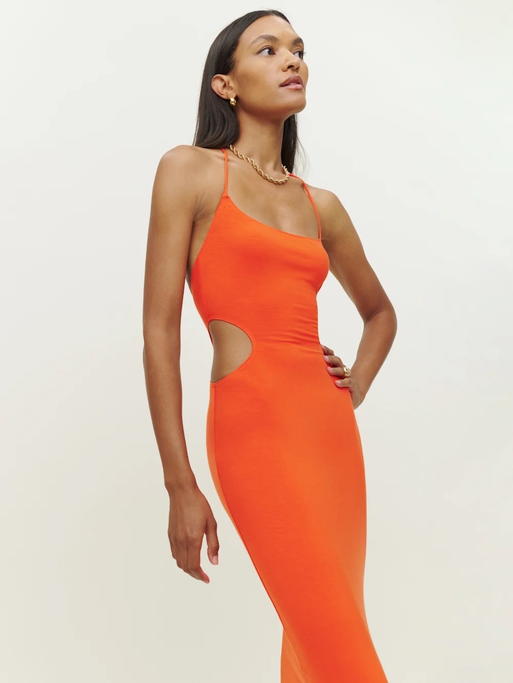 Reformation Tati Knit dress in orange flame size Medium